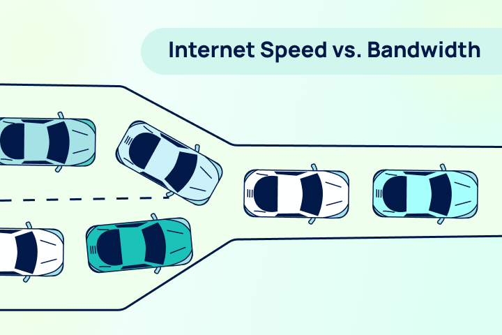 understanding internet speed and bandwidth differences graphic of bottleneck cars